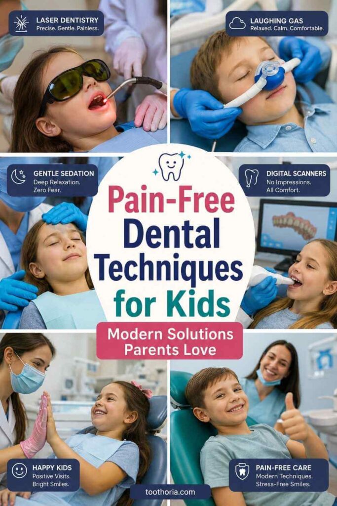 Child receiving gentle pain-free dental treatment using advanced pediatric dentistry methods.