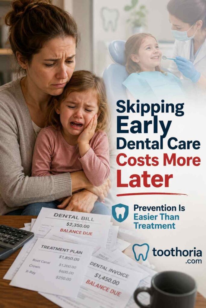 Skipping early dental care can lead to painful treatments and expensive dental bills later for children.