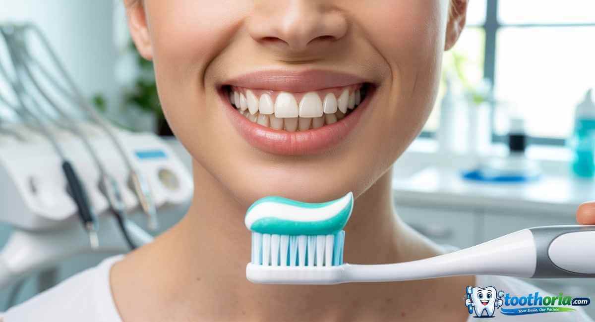 healthy teeth with toothbrush for cavity prevention